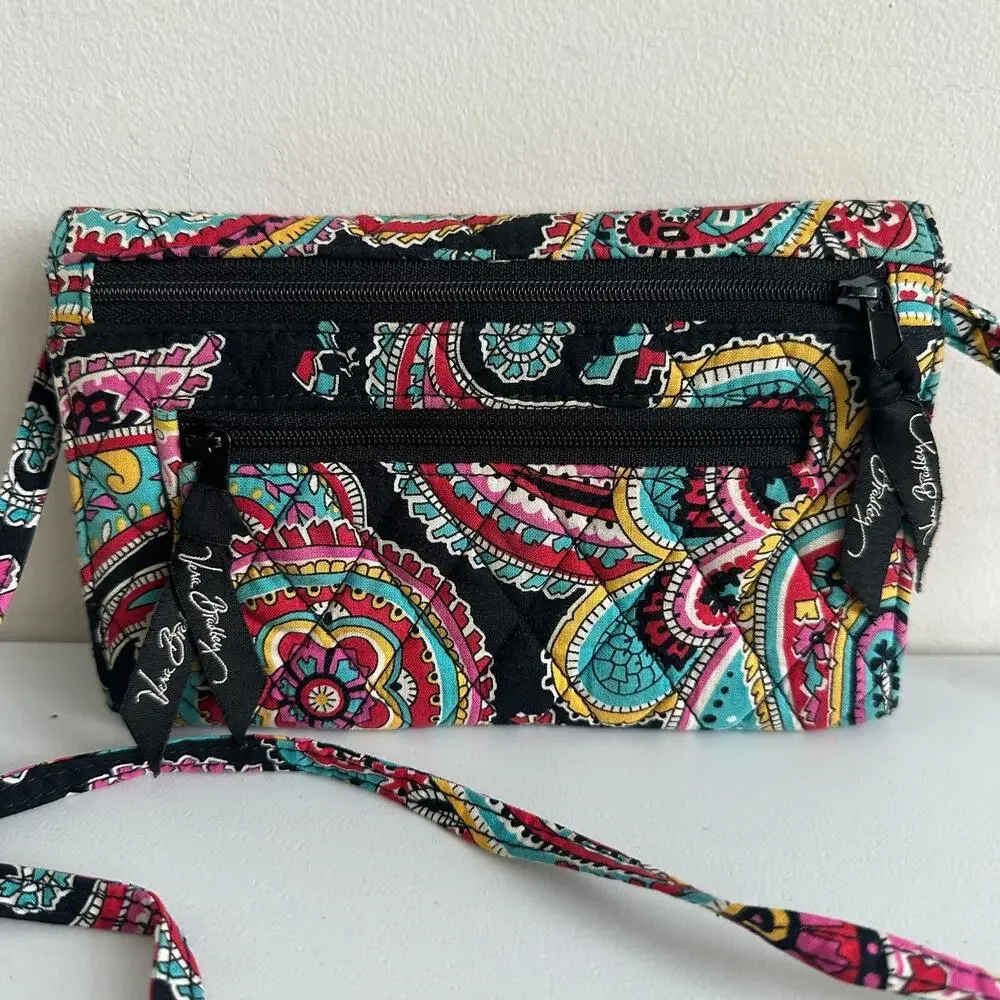 Vera Bradley Parisian Paisley Strap Wallet Removable Crossbody Bag Large Clutch - Picture 2 of 6